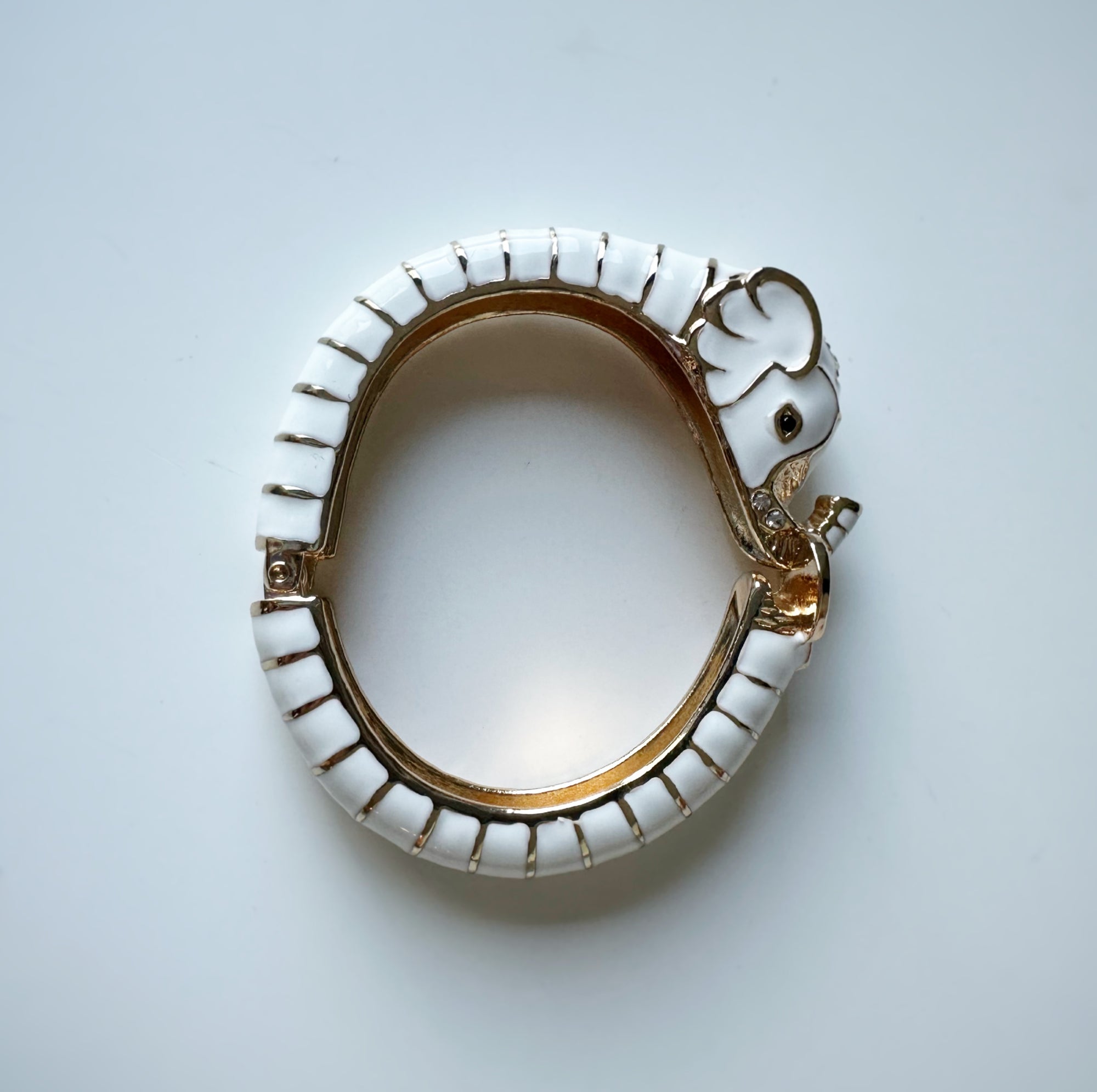 White Elephant Clip on Animal Click Clack Bracelet Cuff