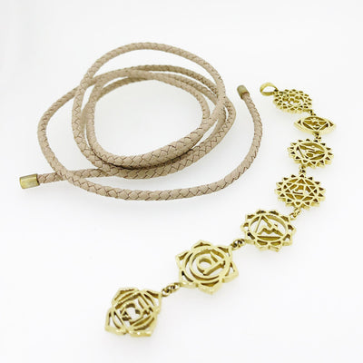 7 Chakra Brass Unisex on Handmade Italian leather Braid
