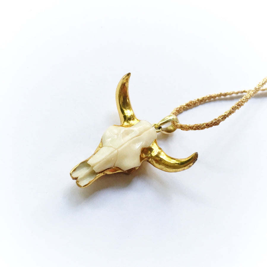 Buffalo Skull Medicine Pendant - White Bone
