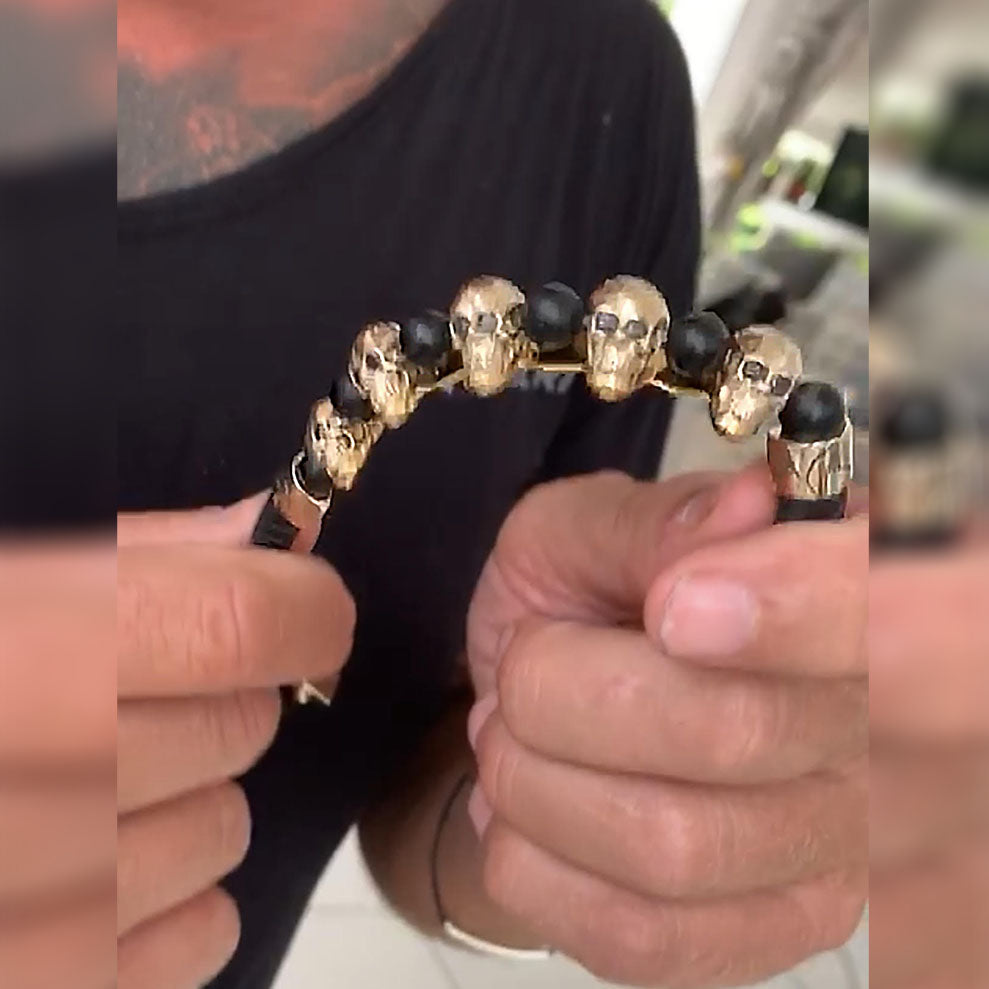 Mark Baker Skull Bracelet - Silver and Black Diamonds by Gypsy Belles