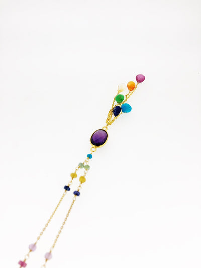 Gemstone Waterfall 7 Chakra Necklace