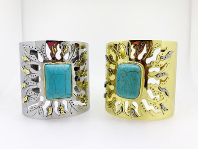 CAPRI Mediterranean SUN CUFF - Silver with Gold details
