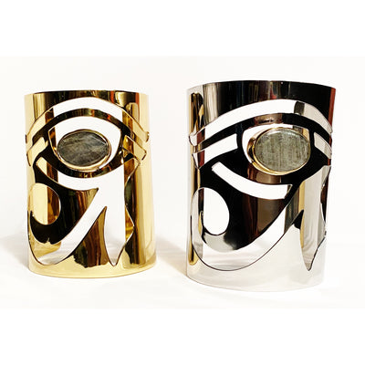 Eye of Horus Cuff Silver with Labradorite Cabochon
