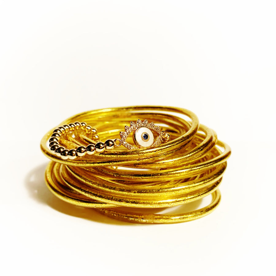 LUCKY EYE Bling Protective Bracelet Silver Blue Sapphire Pupil