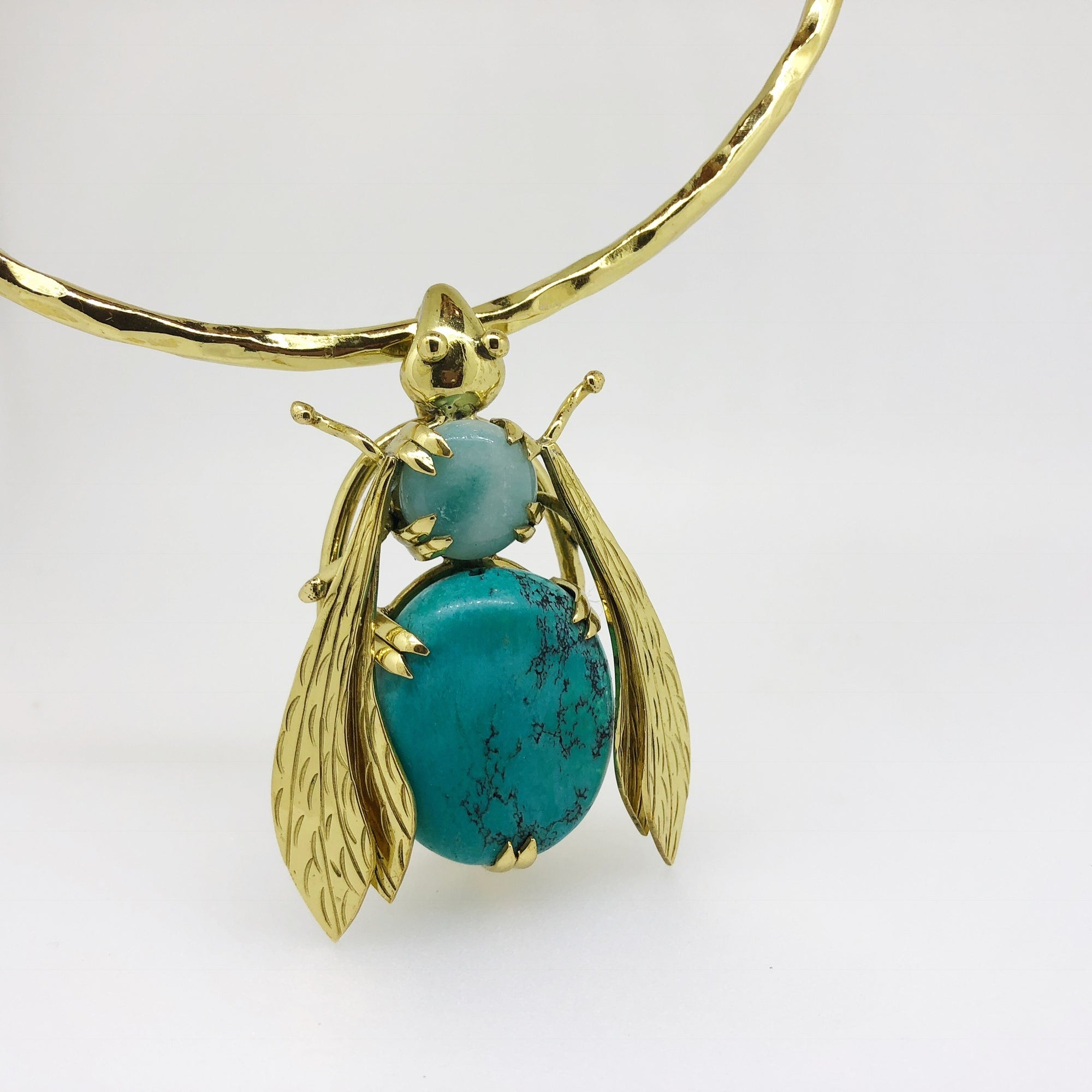 Sacred Bee Important Pendant Turquoise  + Lapis Lazuli