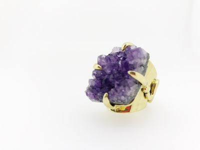 Amethyst Crystal Power Cluster Claw Ring
