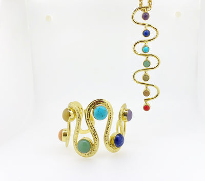 7 Chakra Snake Coil Adjustable Wrist Cuff