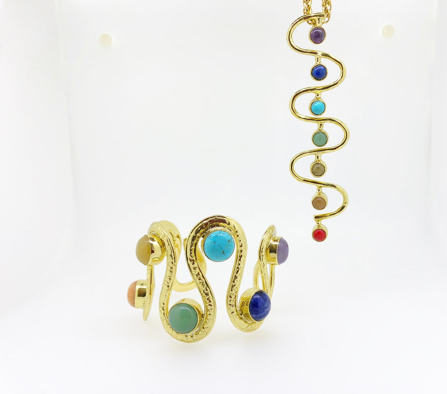 7 Chakra Snake Coil Adjustable Wrist Cuff