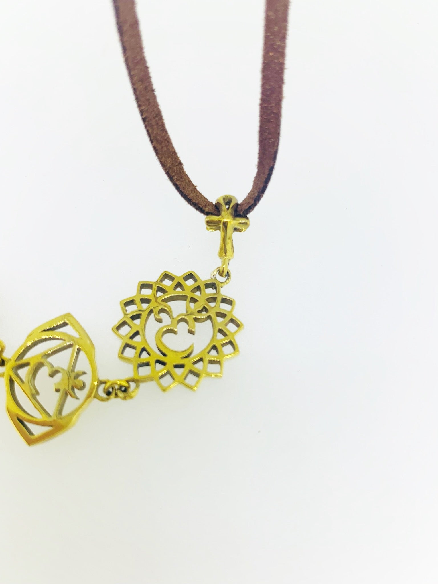 7 Chakra Brass Unisex on Handmade Italian leather Braid