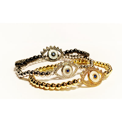 LUCKY EYE Bling Protective Bracelet Silver Blue Sapphire Pupil