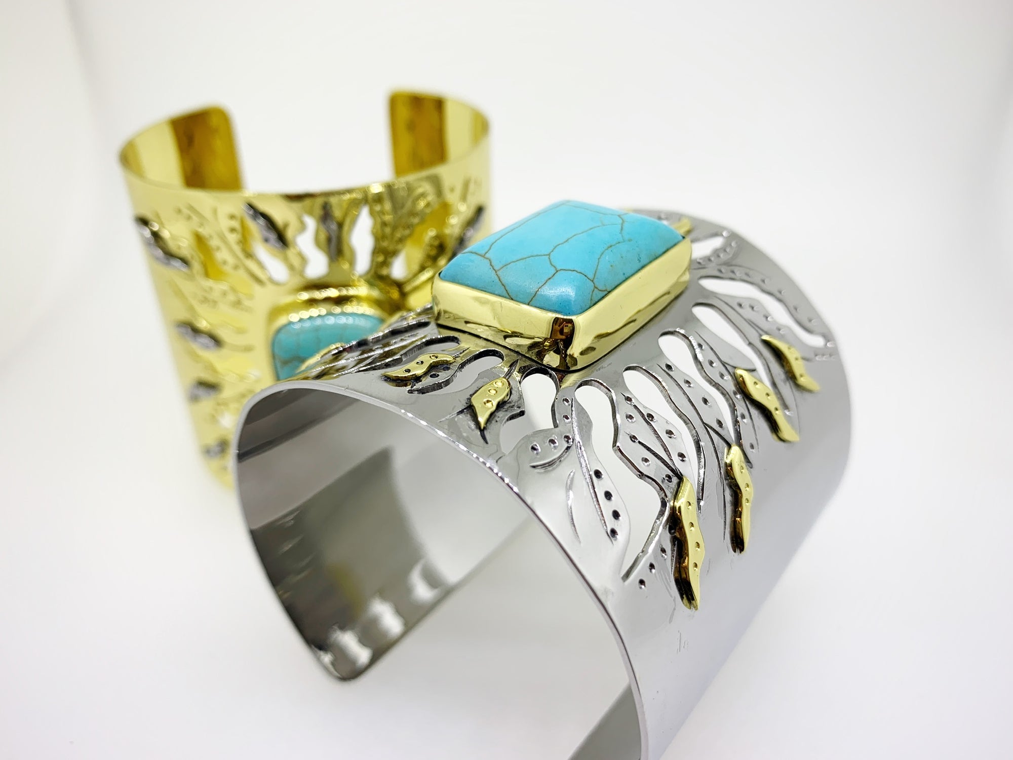 CAPRI Mediterranean SUN CUFF - Silver with Gold details