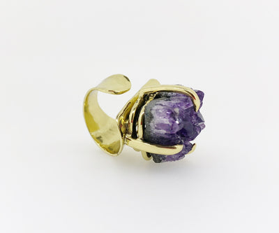 Amethyst Crystal Power Cluster Claw Ring