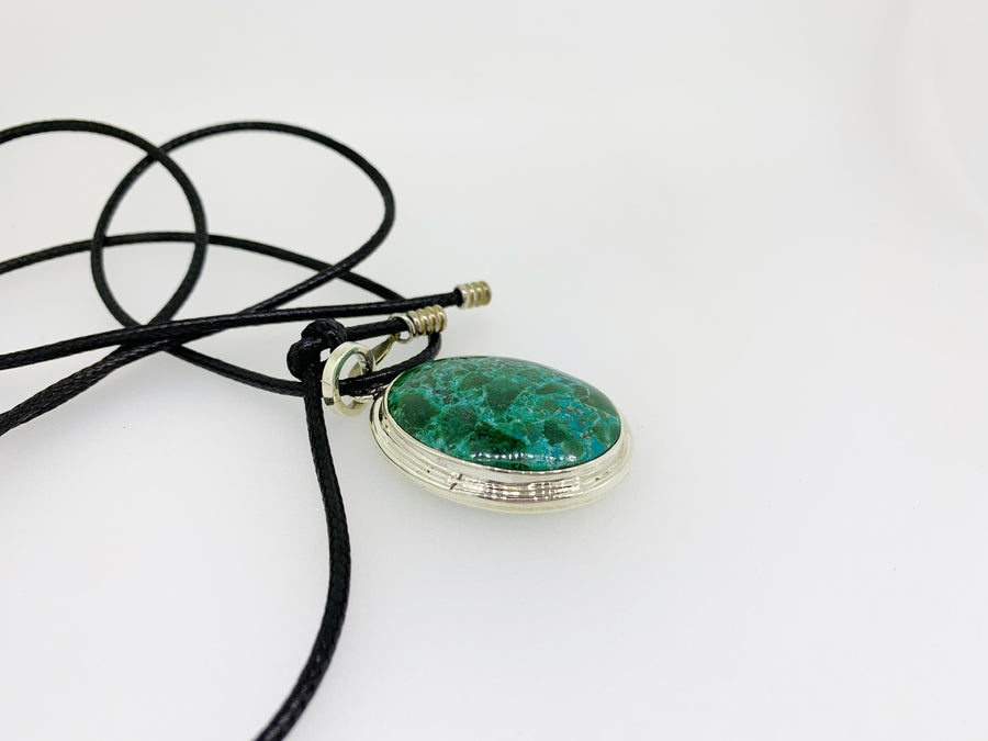 Eye of Horus Silver Malachite Amulet Reversible