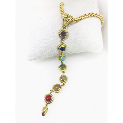Kundalini 7 Chakra articulated Gemstone Snake Head