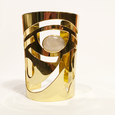 Eye of Horus Cuff with Rose Quartz Cabochon