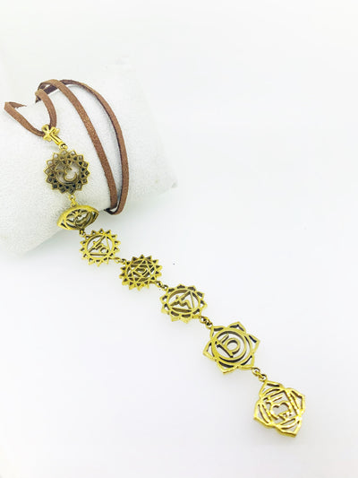 7 Chakra Brass Unisex on Handmade Italian leather Braid