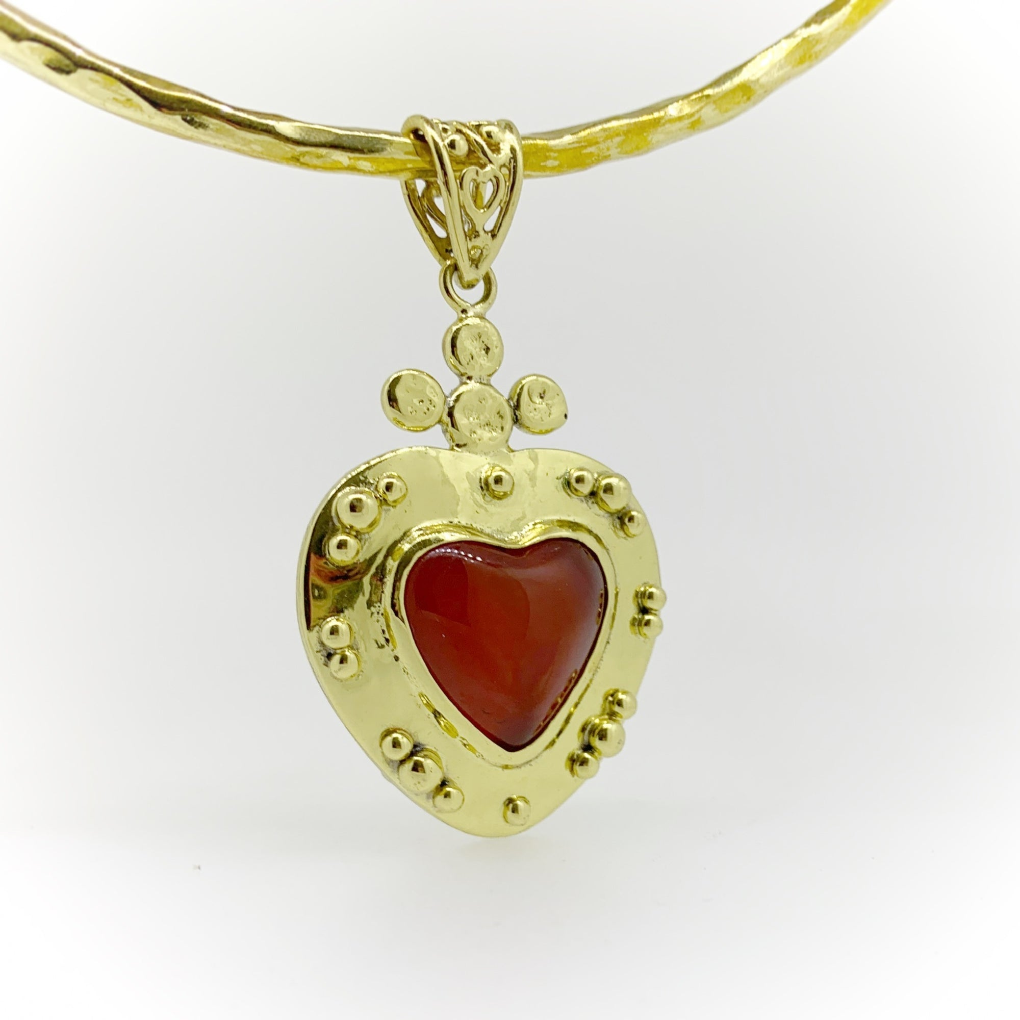 Victorian Heart Necklace with Carnelian Gemstone