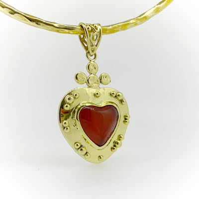 Victorian Heart Necklace with Carnelian Gemstone