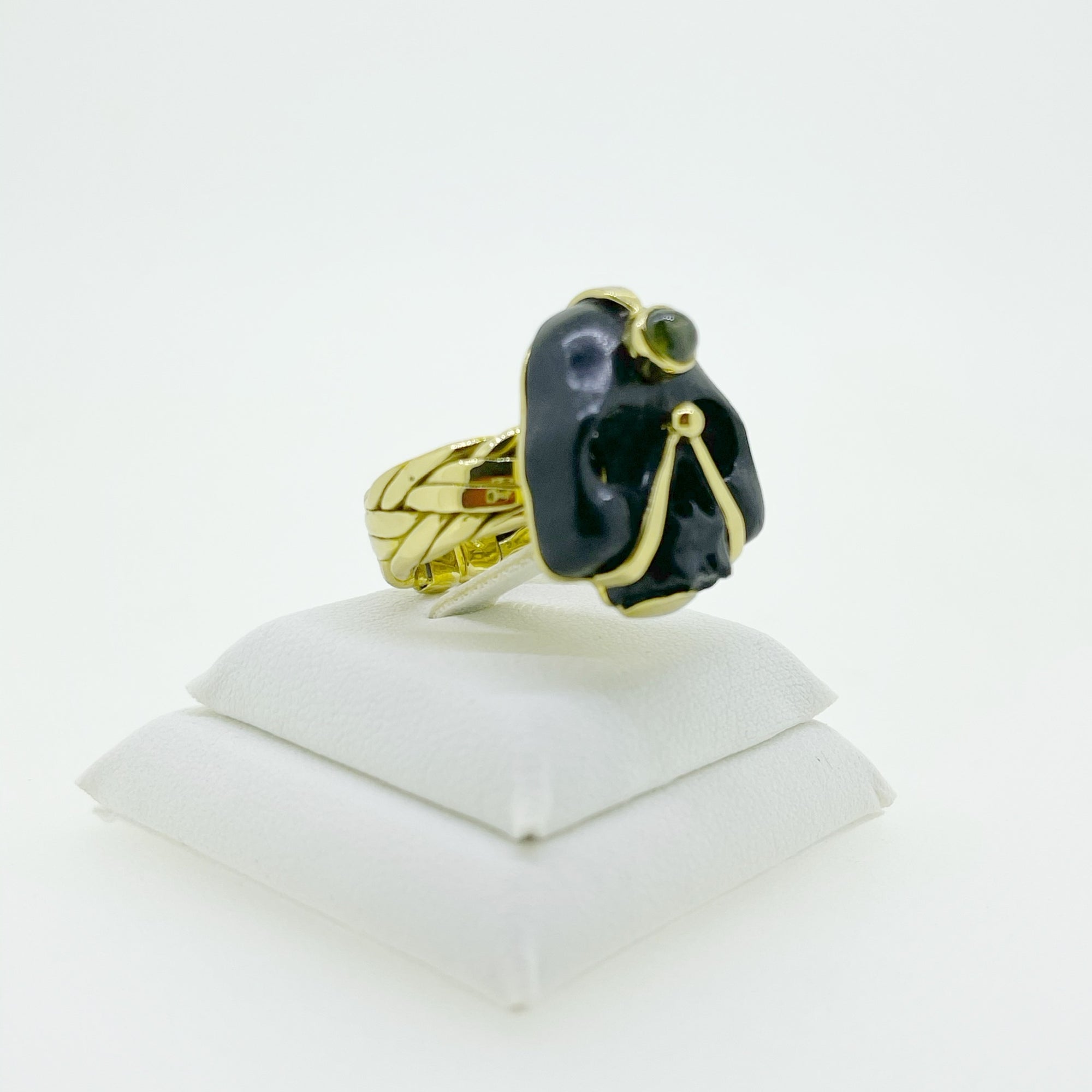Mark Baker Skull - Jedi Ebony Tourmaline Cabochon Ring