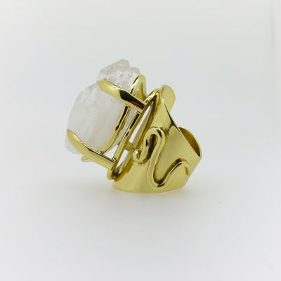 Crystal Power Cluster Quartz Claw Ring