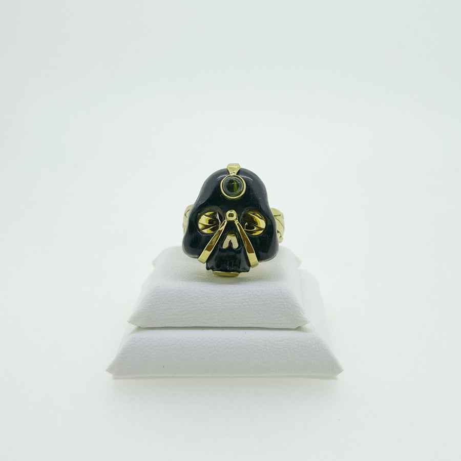 Mark Baker Skull - Jedi Ebony Tourmaline Cabochon Ring