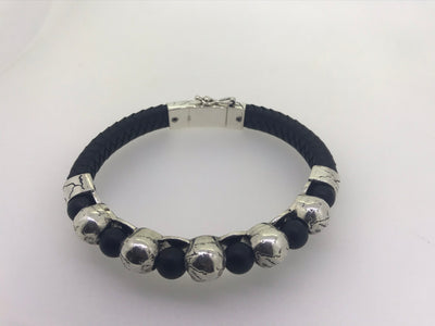 Mark Baker Skull Bracelet - Silver and Black Diamonds by Gypsy Belles