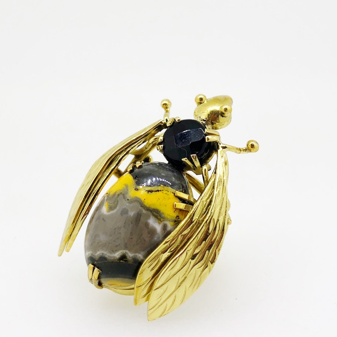 Sacred Bee Important Pendant in Bumblebee Jasper + Onyx