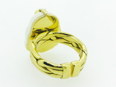 Mark Baker Skull - Jedi Bone & Tourmaline Cabochon Ring