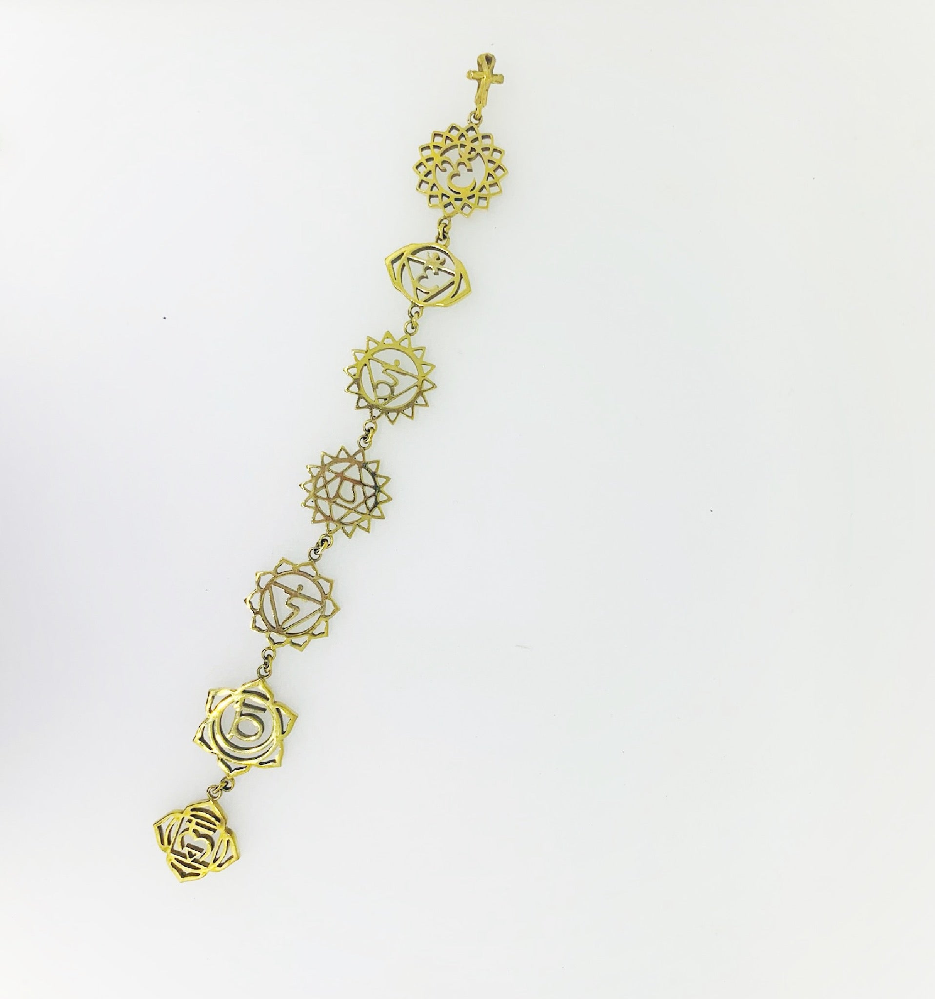 7 Chakra Brass Unisex on Handmade Italian leather Braid