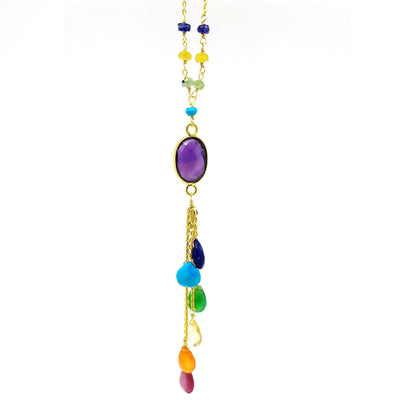 Gemstone Waterfall 7 Chakra Necklace